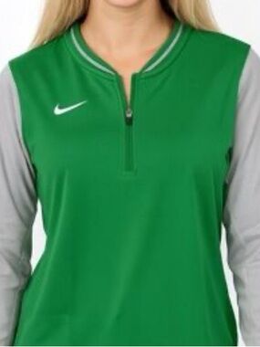 NIKE Dri-Fit Long Sleeve Coaches 1/4 Zip Shirt Colorblock Green Women's size M
